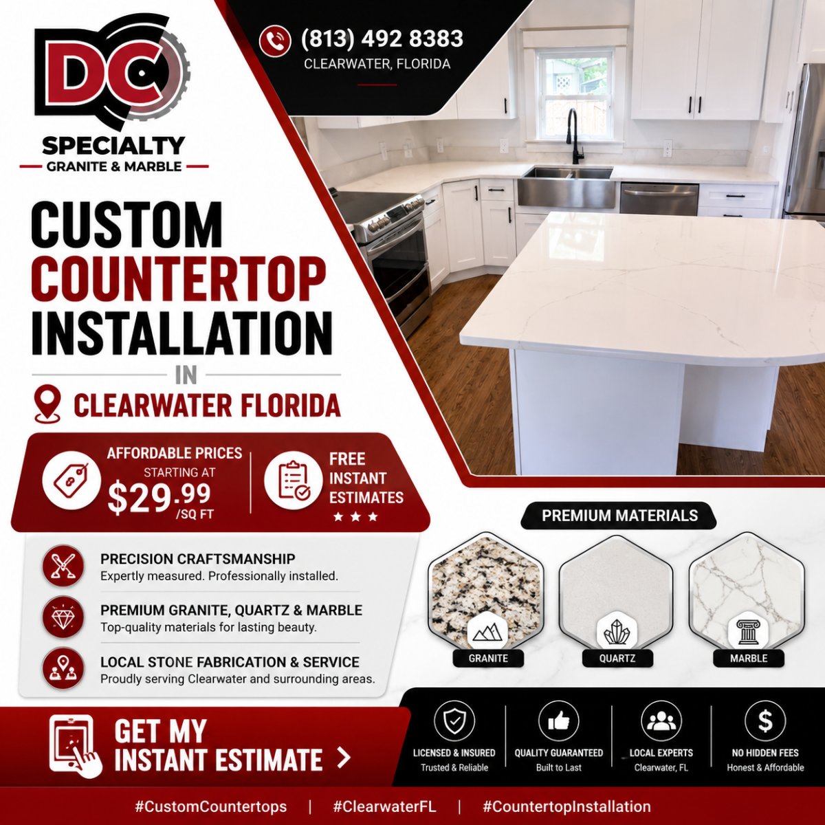 How to Choose the Right Custom Countertop Material for Your Clearwater Home