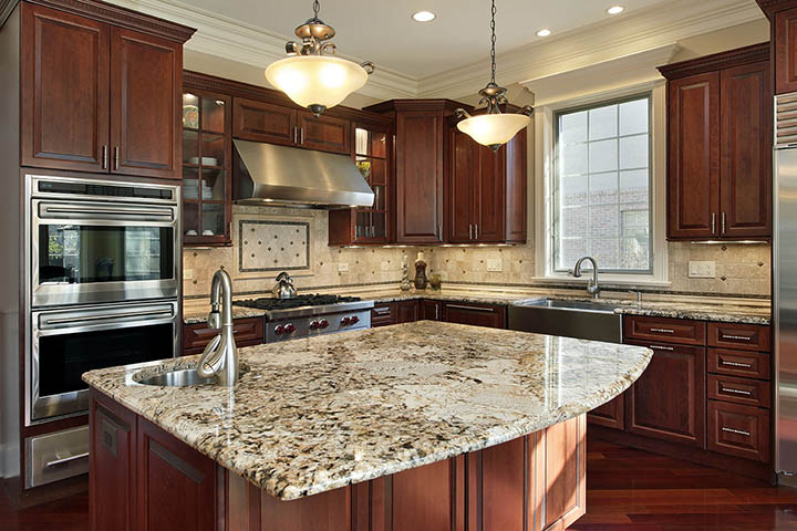 granite countertops kitchen radius island